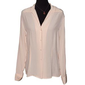 NWOT Jones Wear Peach Long Sleeve Silk Button Up Blouse – Size 12